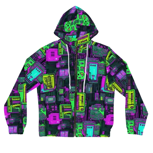 Synthwave Hardware on a Women's Full-Zip Hoodie