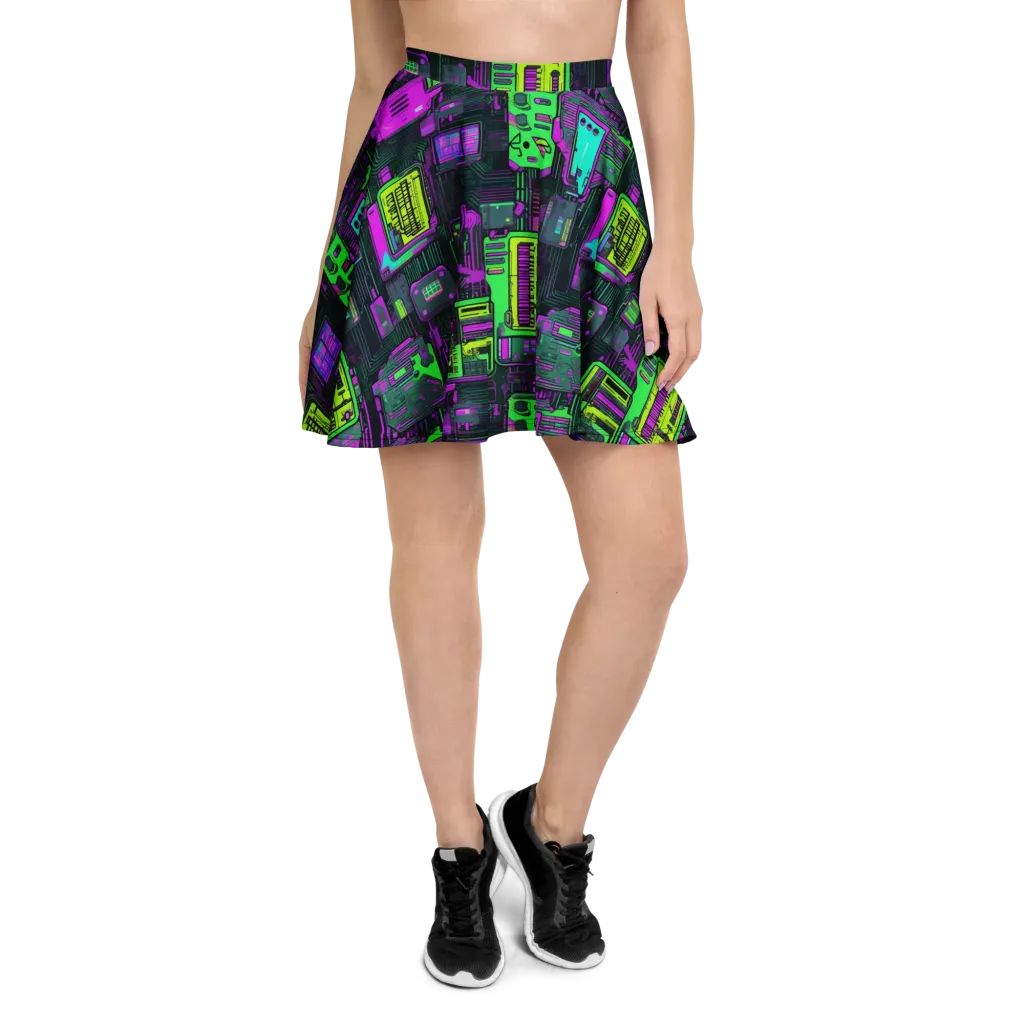 Synthwave Hardware on Skater Skirt — Front