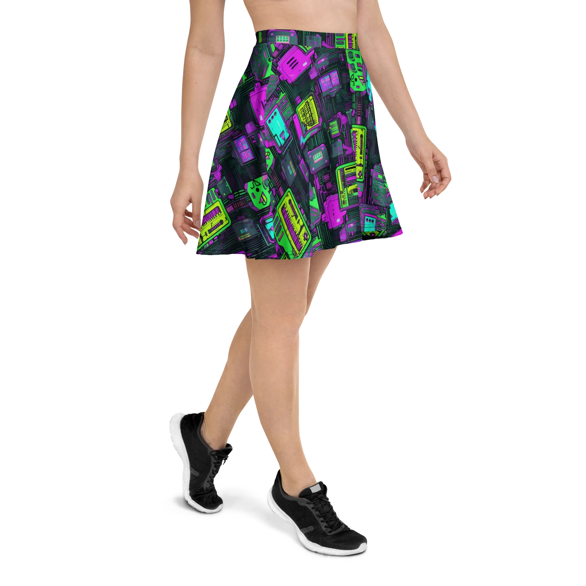 Synthwave Hardware on Skater Skirt — Right