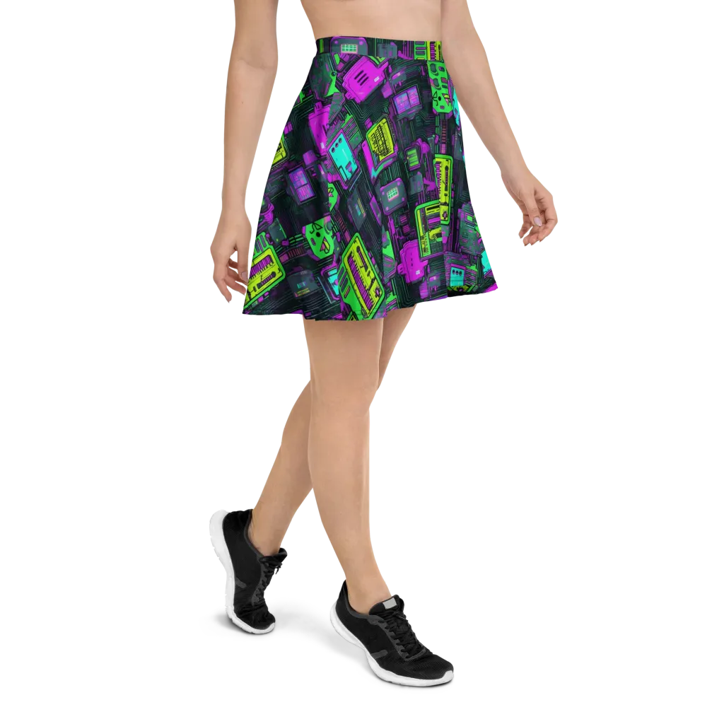 Synthwave Hardware on Skater Skirt — Right