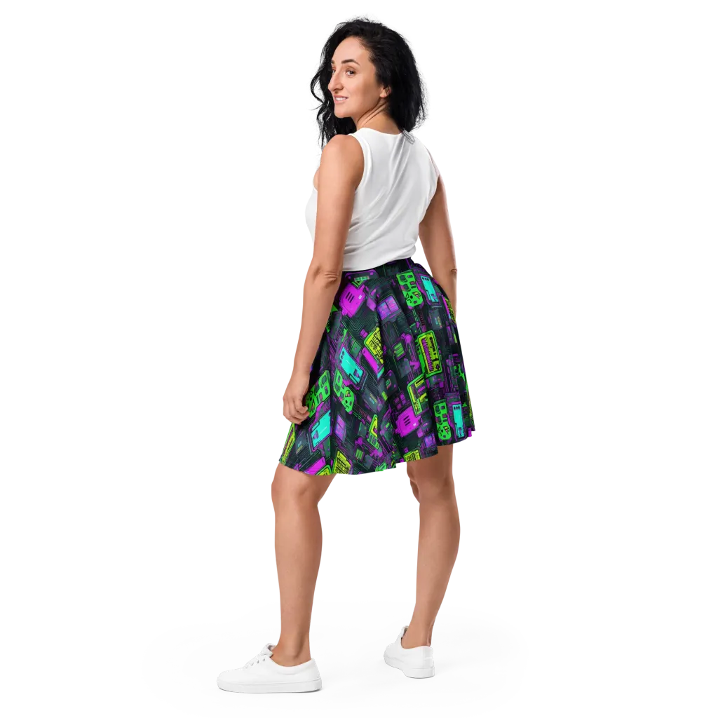 Synthwave Hardware on Skater Skirt — Back