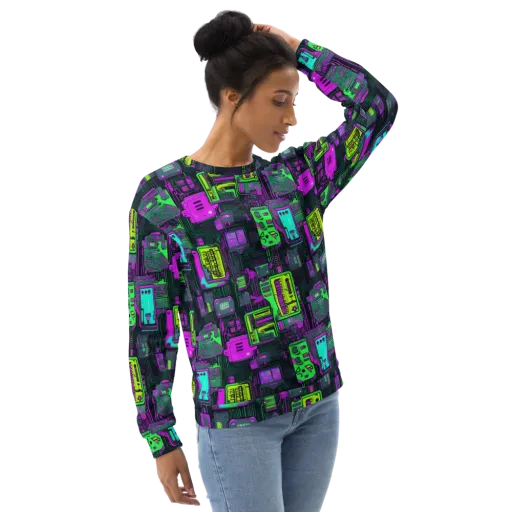 Synthwave Hardware on a Sweatshirt