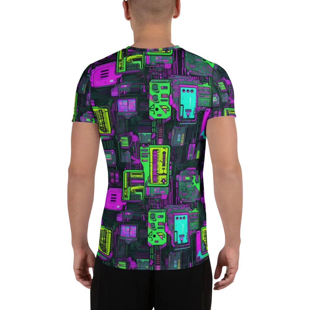 Synthwave Hardware on Men's Athletic T-Shirt — Back
