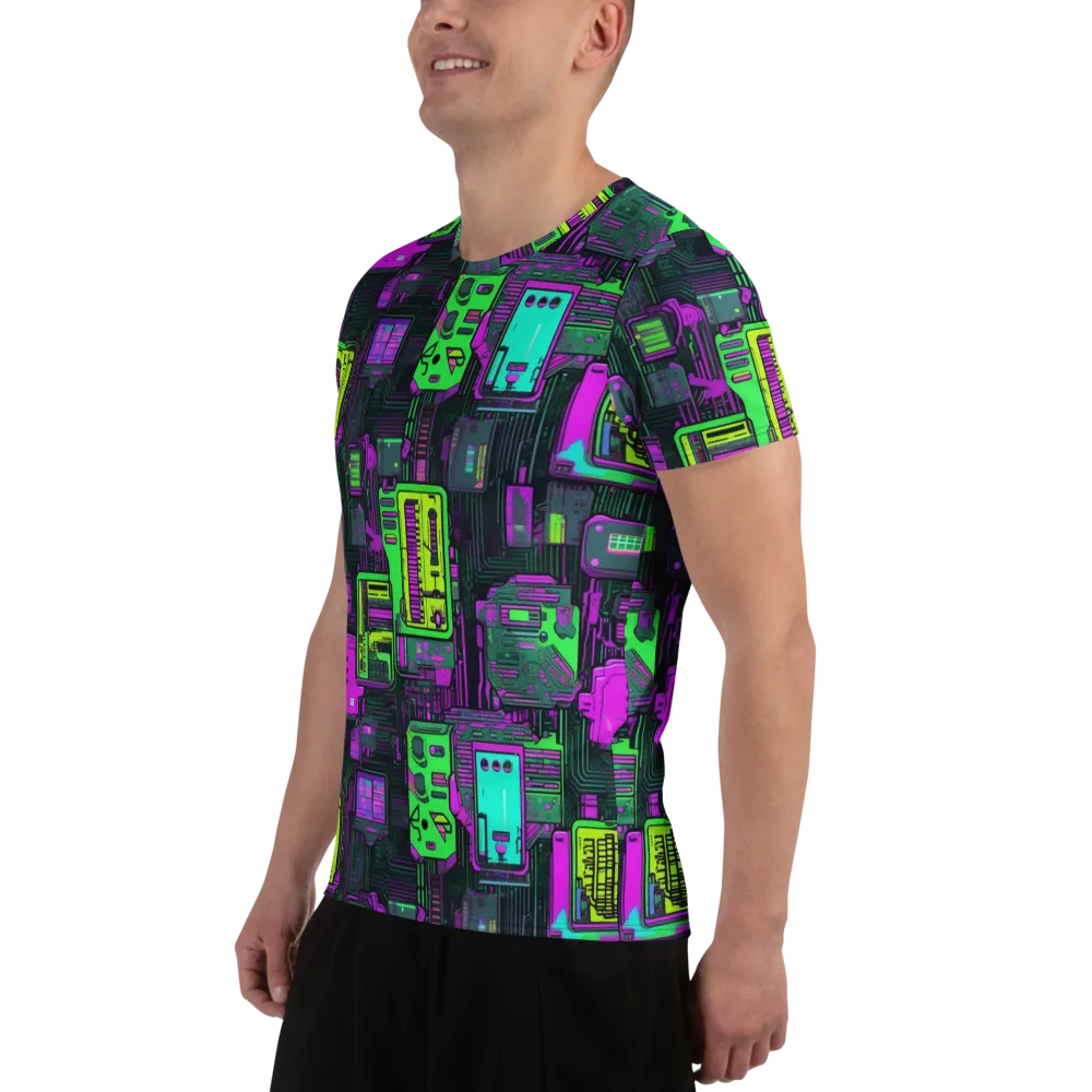 Synthwave Hardware on Men's Athletic T-Shirt — Left