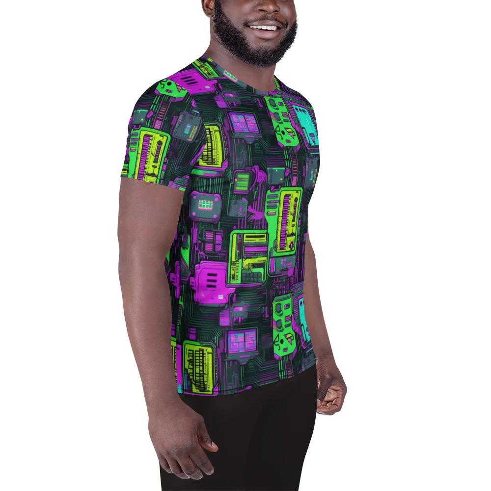 Synthwave Hardware on Men's Athletic T-Shirt — Right