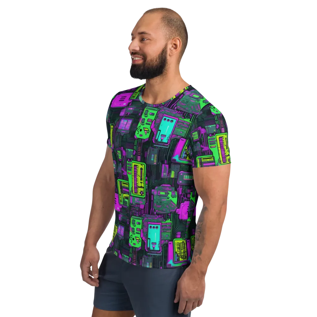 Synthwave Hardware on Men's Athletic T-Shirt — Left