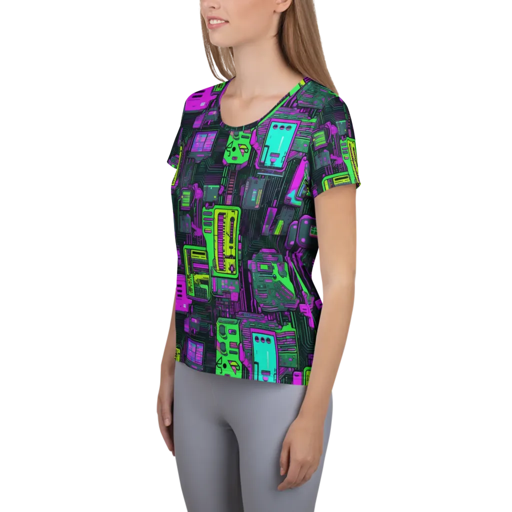 Synthwave Hardware on Women's Athletic T-Shirt — Left