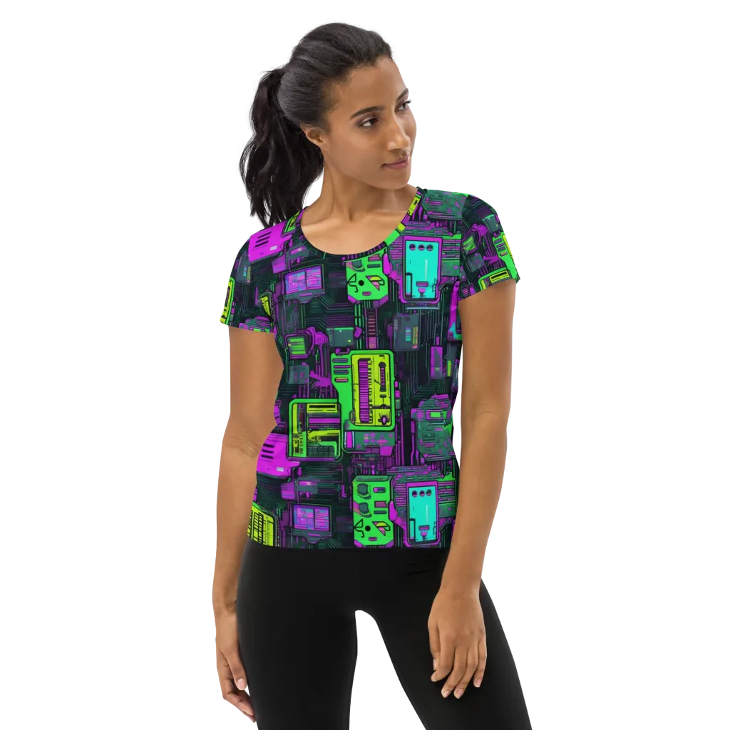 Synthwave Hardware on Women's Athletic T-Shirt — Front