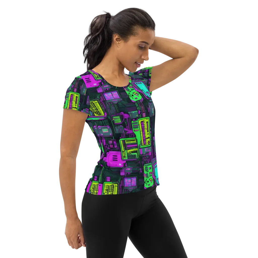 Synthwave Hardware on Women's Athletic T-Shirt — Right