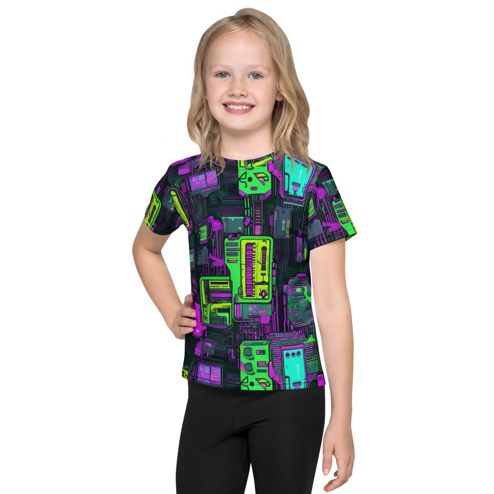 Synthwave Hardware on Kids Crew Neck T-Shirt — Front