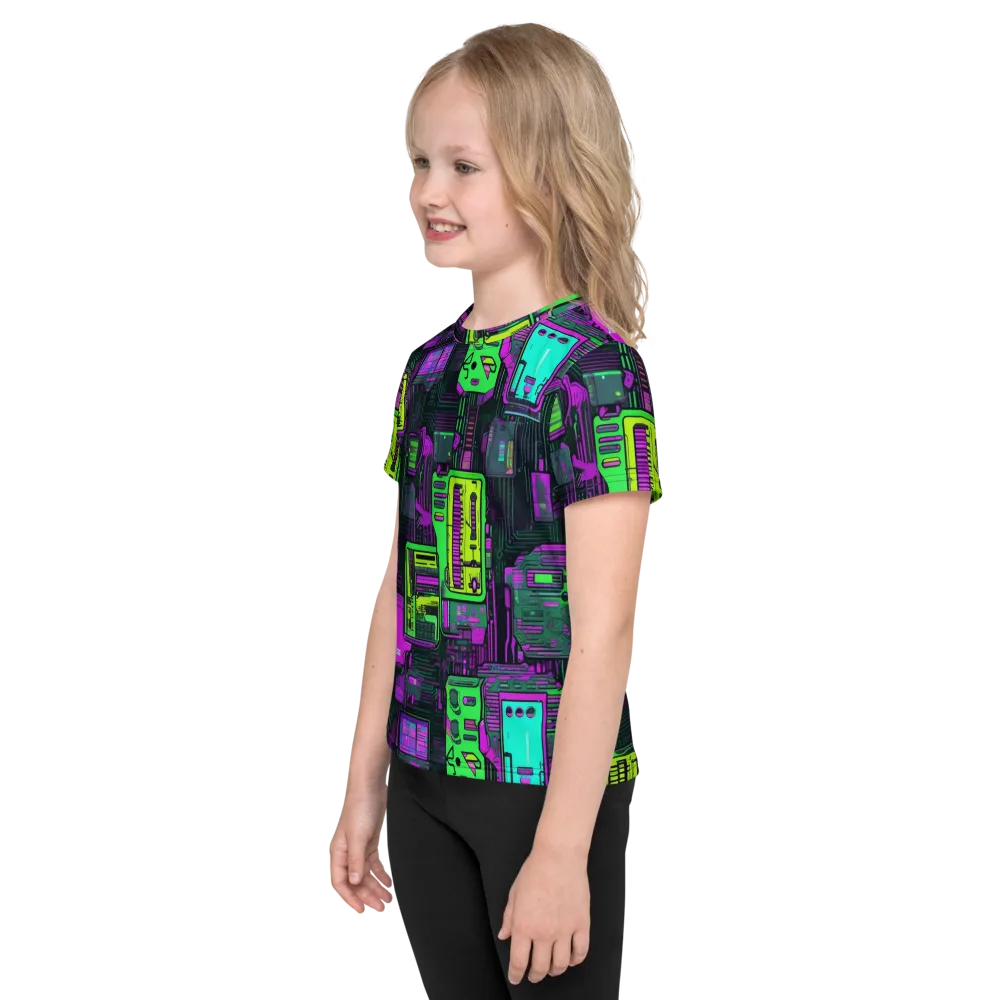 Synthwave Hardware on Kids Crew Neck T-Shirt — Left