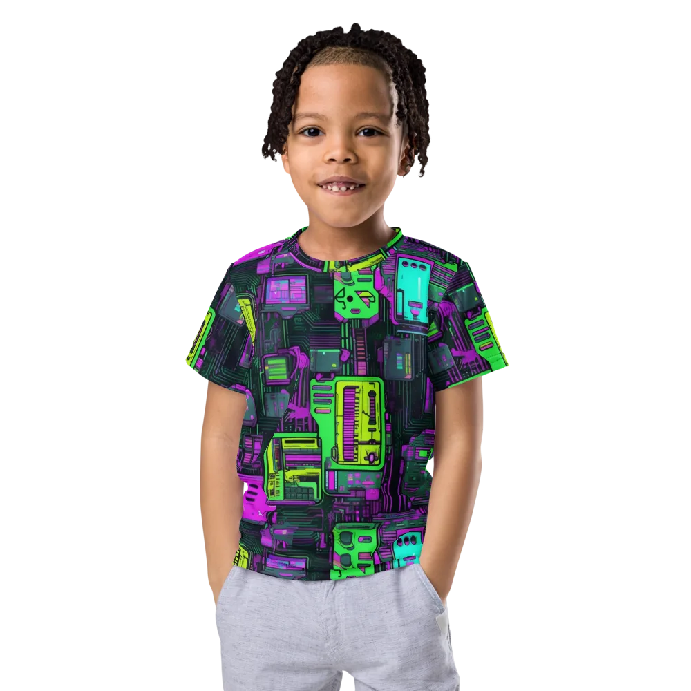 Synthwave Hardware on Kids Crew Neck T-Shirt — Front