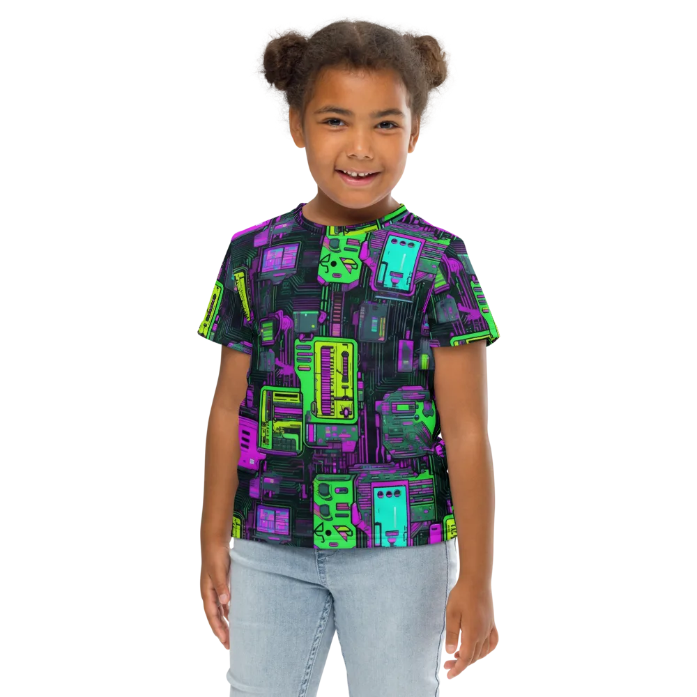 Synthwave Hardware on Kids Crew Neck T-Shirt — Front