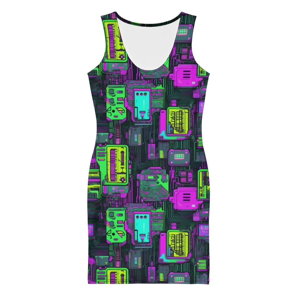 Synthwave Hardware on Bodycon Dress — Front