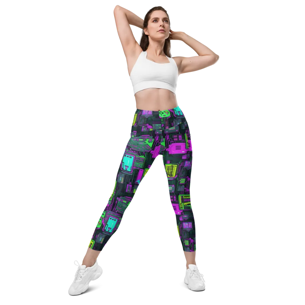 Synthwave Hardware on Leggings with Pockets — Front
