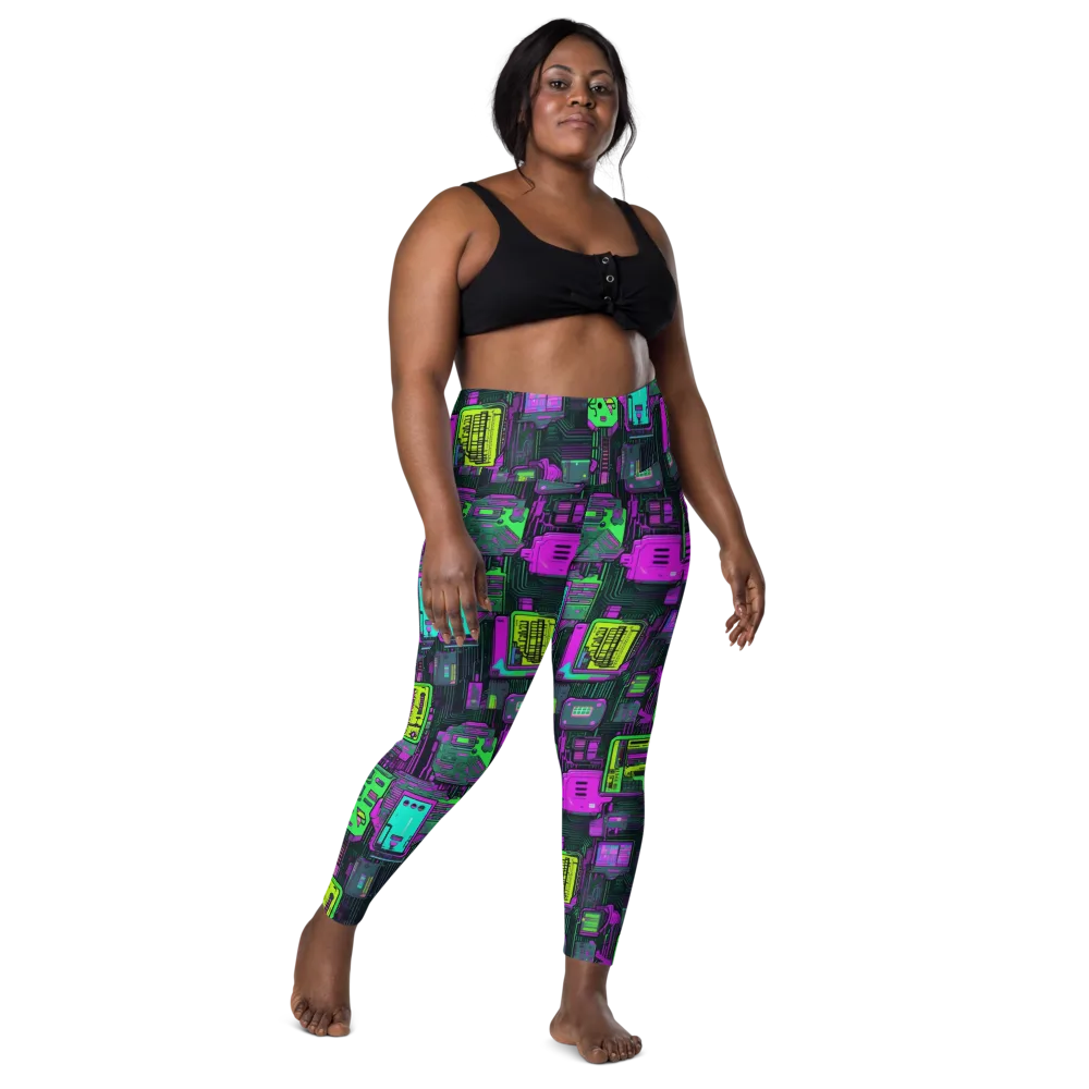 Synthwave Hardware on Leggings with Pockets — Front