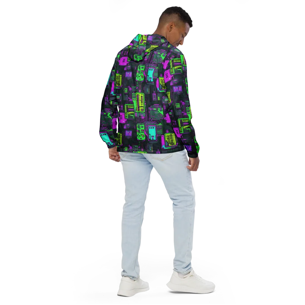 Synthwave Hardware on Men's Windbreaker — Back