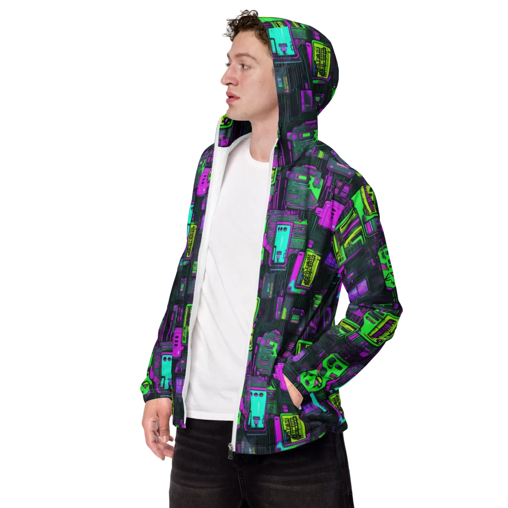 Synthwave Hardware on Men's Windbreaker — Left Front