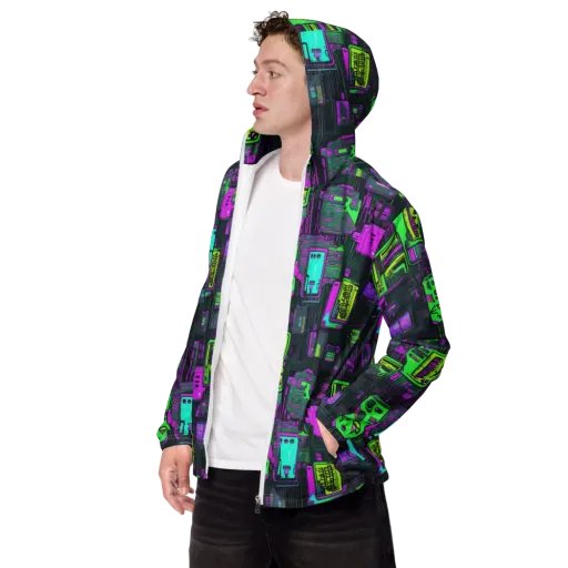 Synthwave Hardware on a Men's Windbreaker