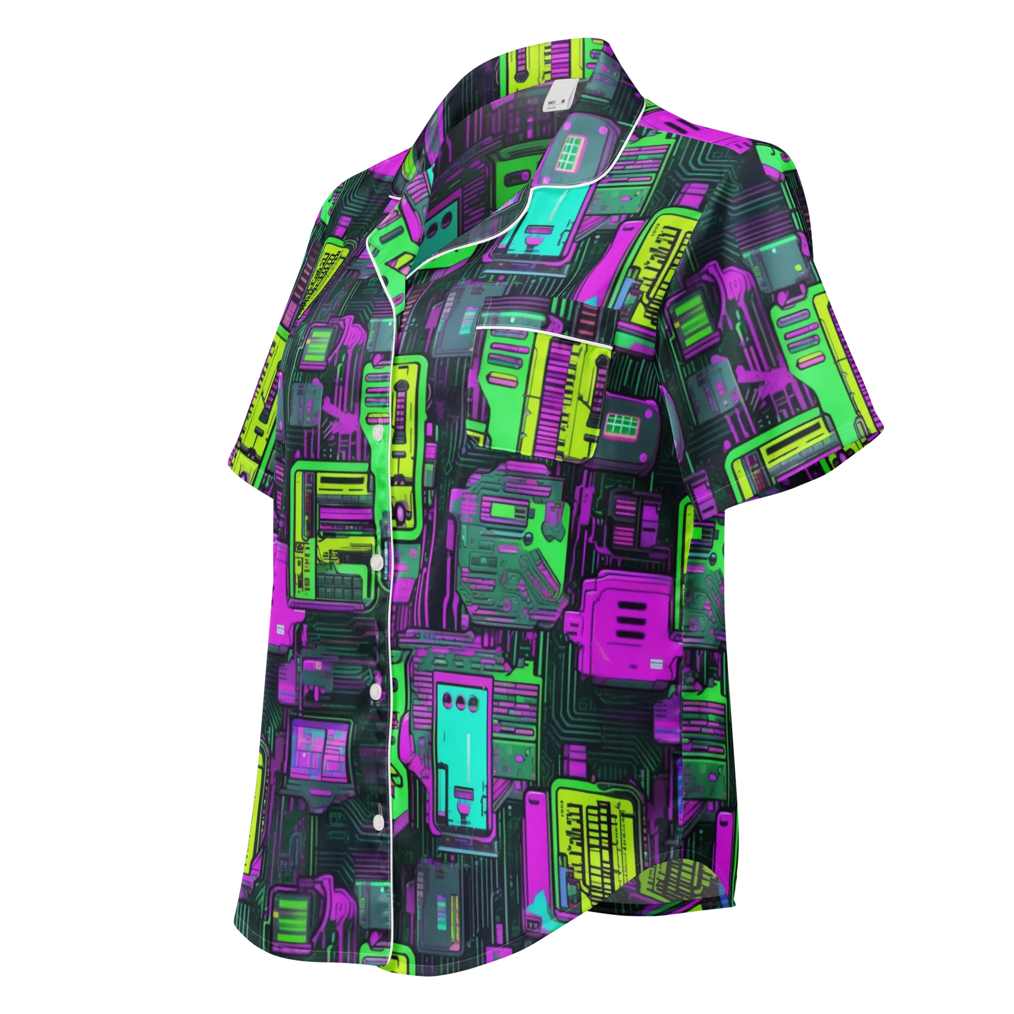 Synthwave Hardware on Women's Short Sleeve Pajama Top — Left Front