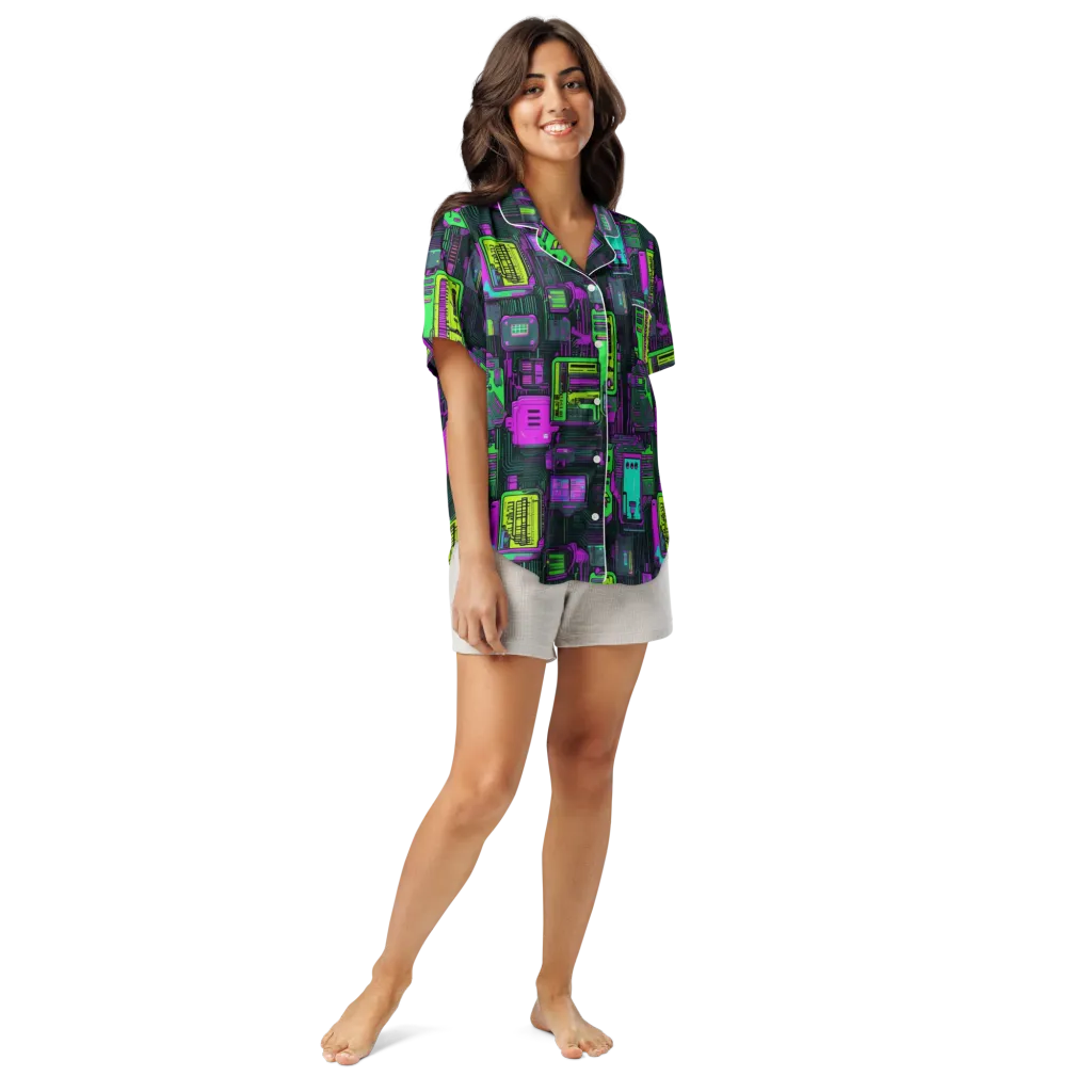Synthwave Hardware on Women's Short Sleeve Pajama Top — Front