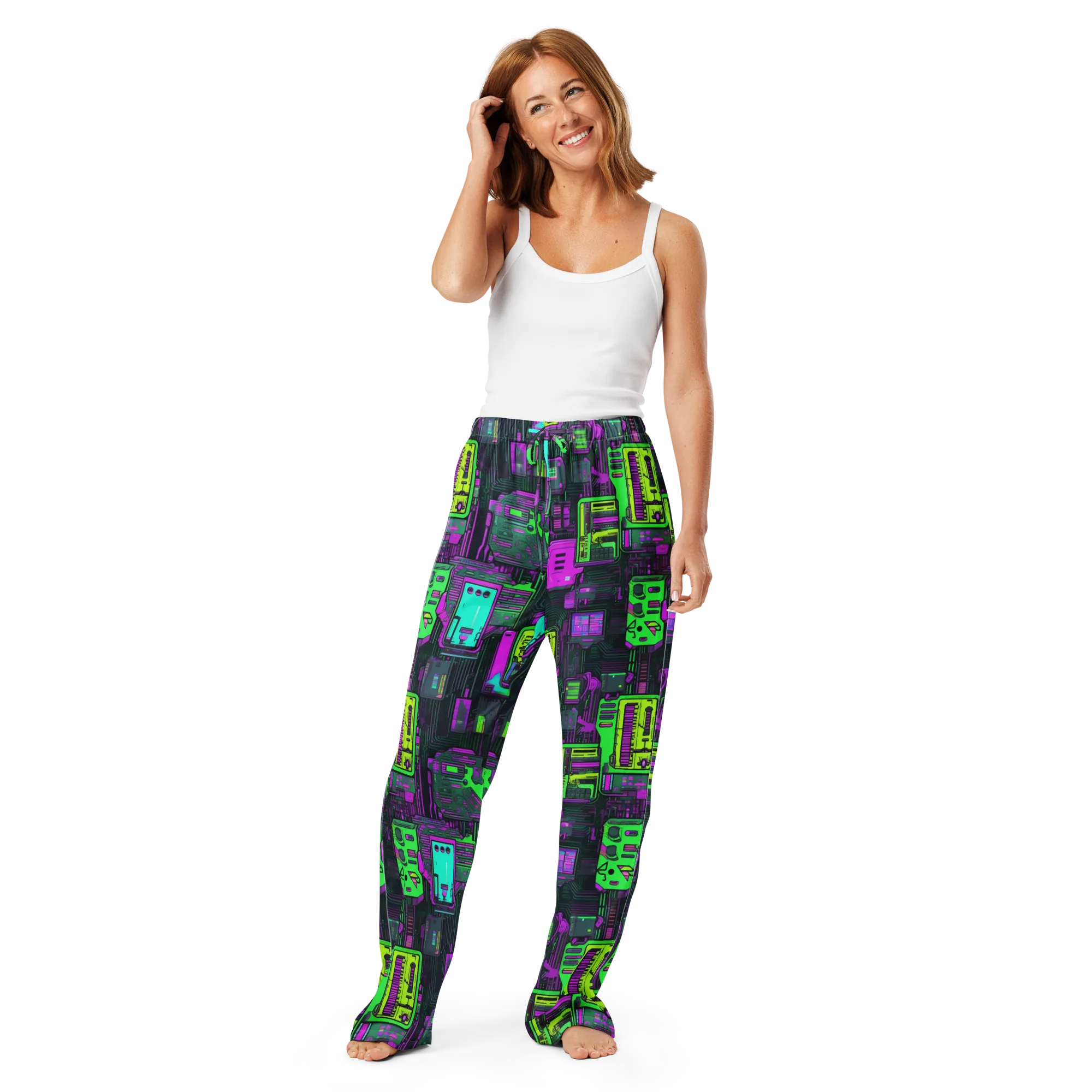 Synthwave Hardware on Women's Pajama Pants — Front