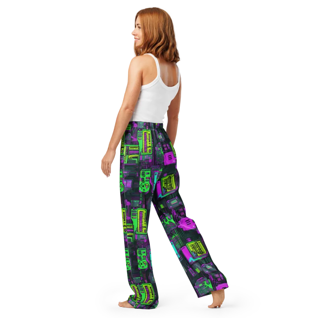 Synthwave Hardware on Women's Pajama Pants — Back