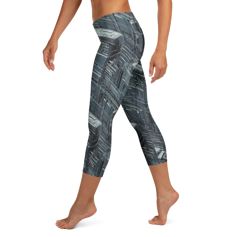 Midnight Infrastructure on Capri Leggings — Left