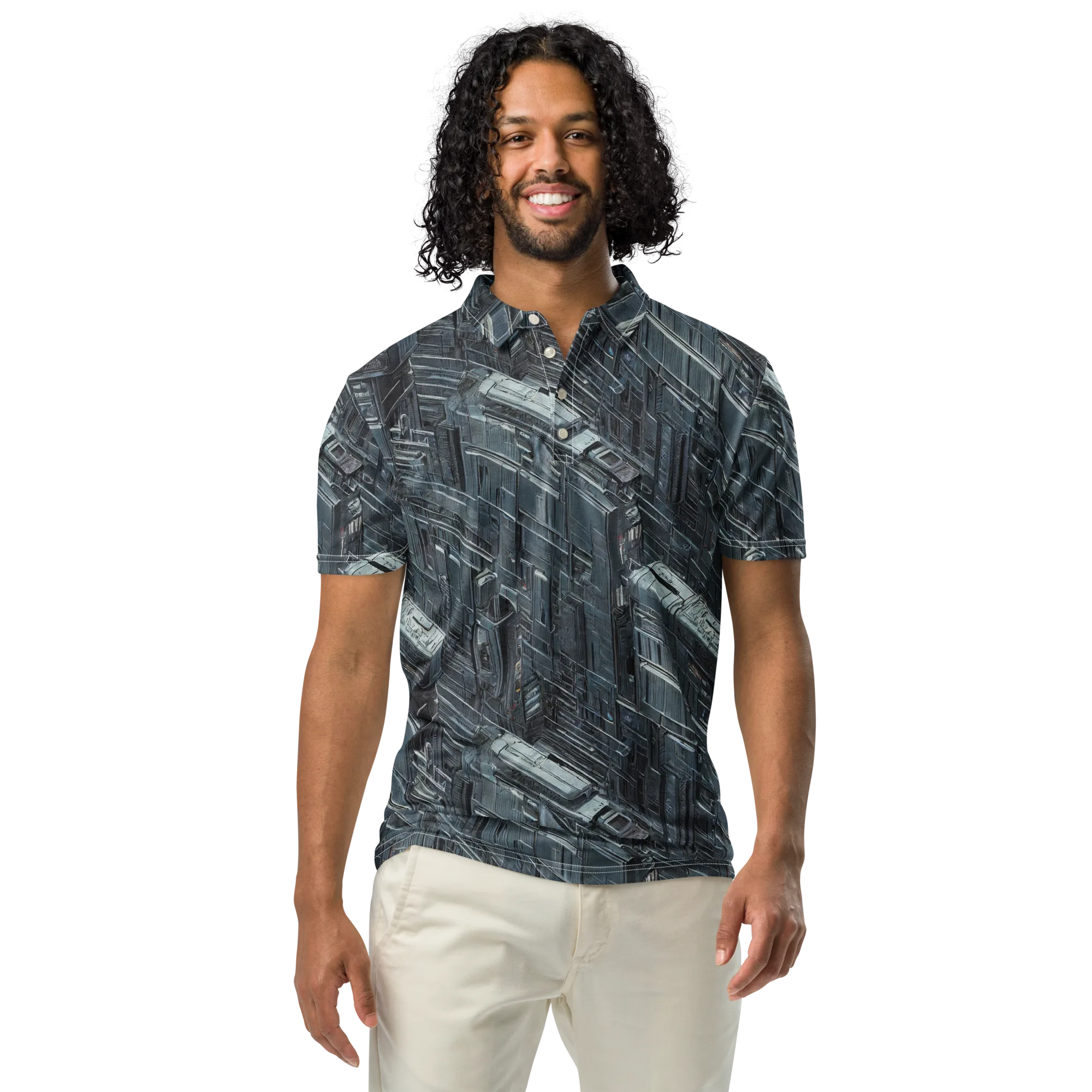 Midnight Infrastructure on Men's Slim Fit Polo Shirt — Front