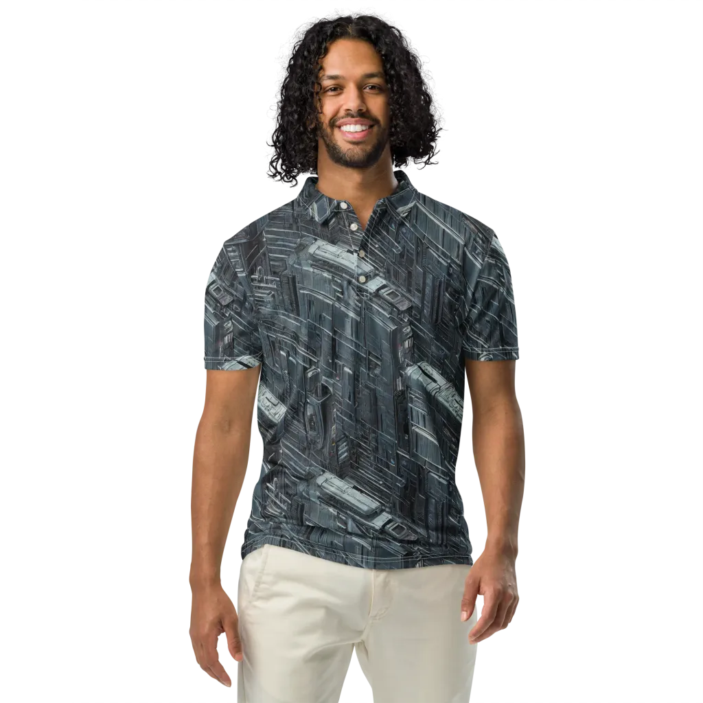 Midnight Infrastructure on Men's Slim Fit Polo Shirt — Front