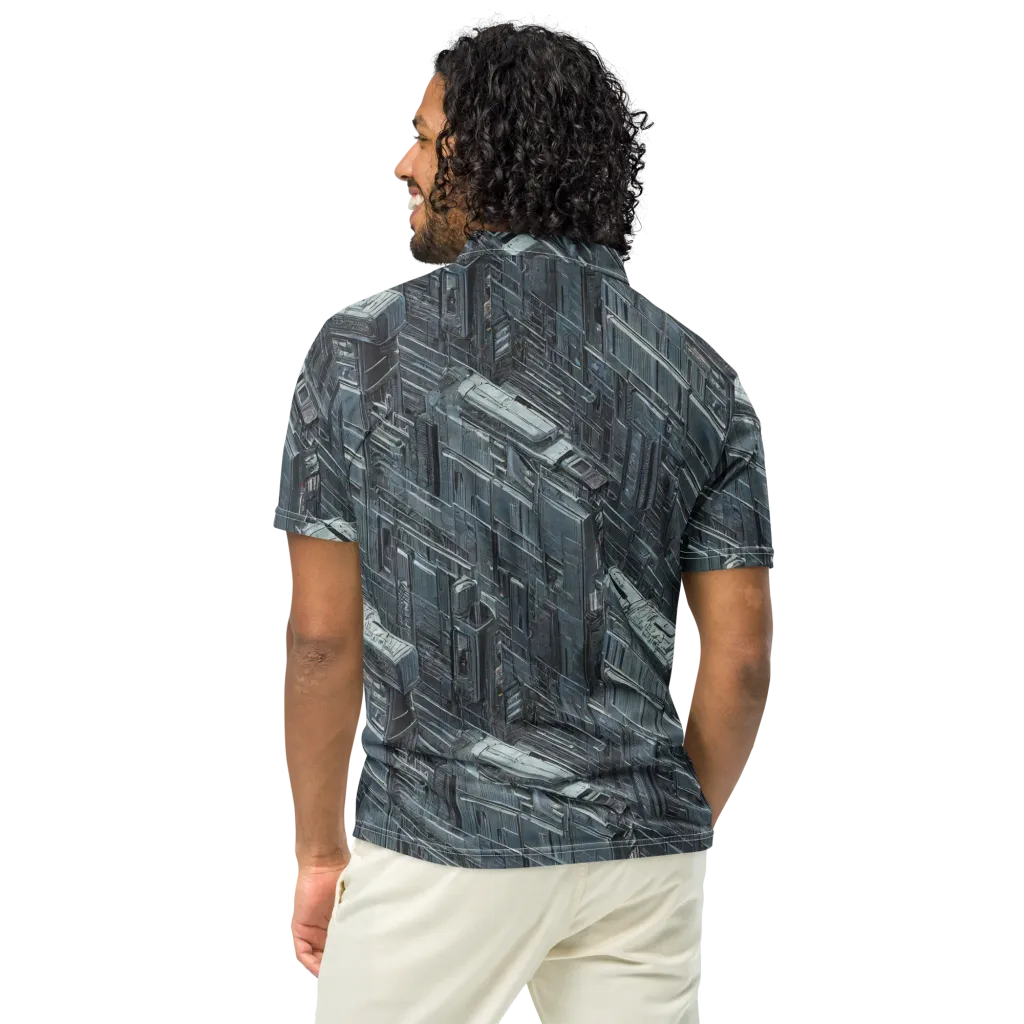 Midnight Infrastructure on Men's Slim Fit Polo Shirt — Back