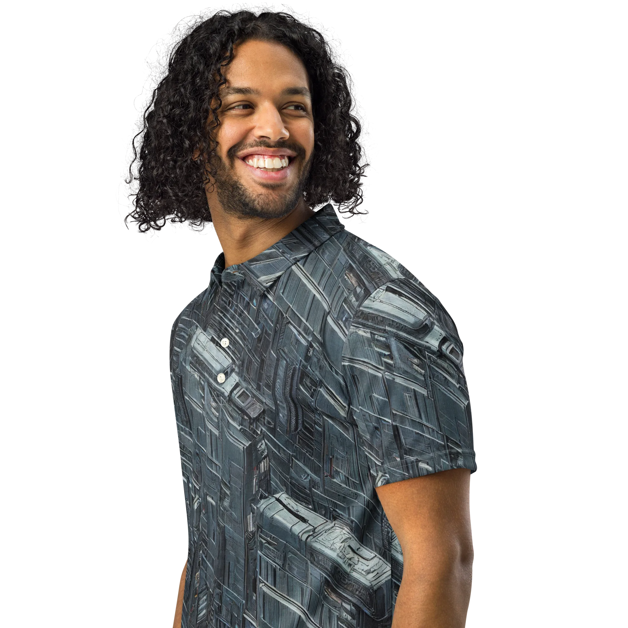 Midnight Infrastructure on Men's Slim Fit Polo Shirt — Left Front