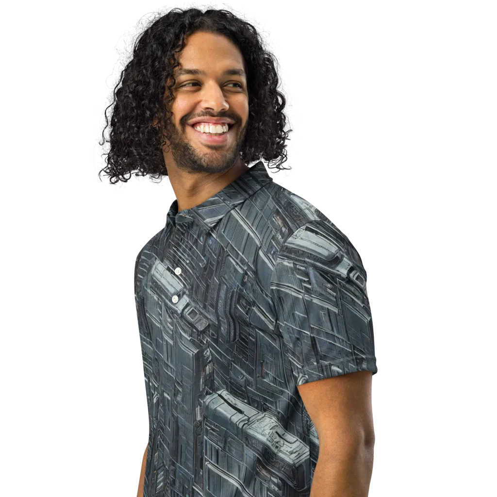 Midnight Infrastructure on Men's Slim Fit Polo Shirt — Left Front
