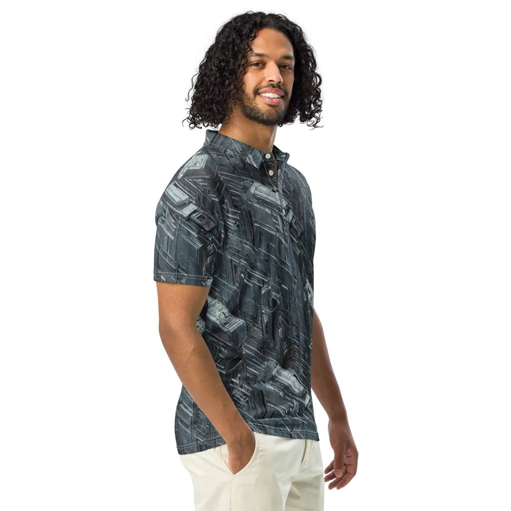 Midnight Infrastructure on Men's Slim Fit Polo Shirt — Right Front
