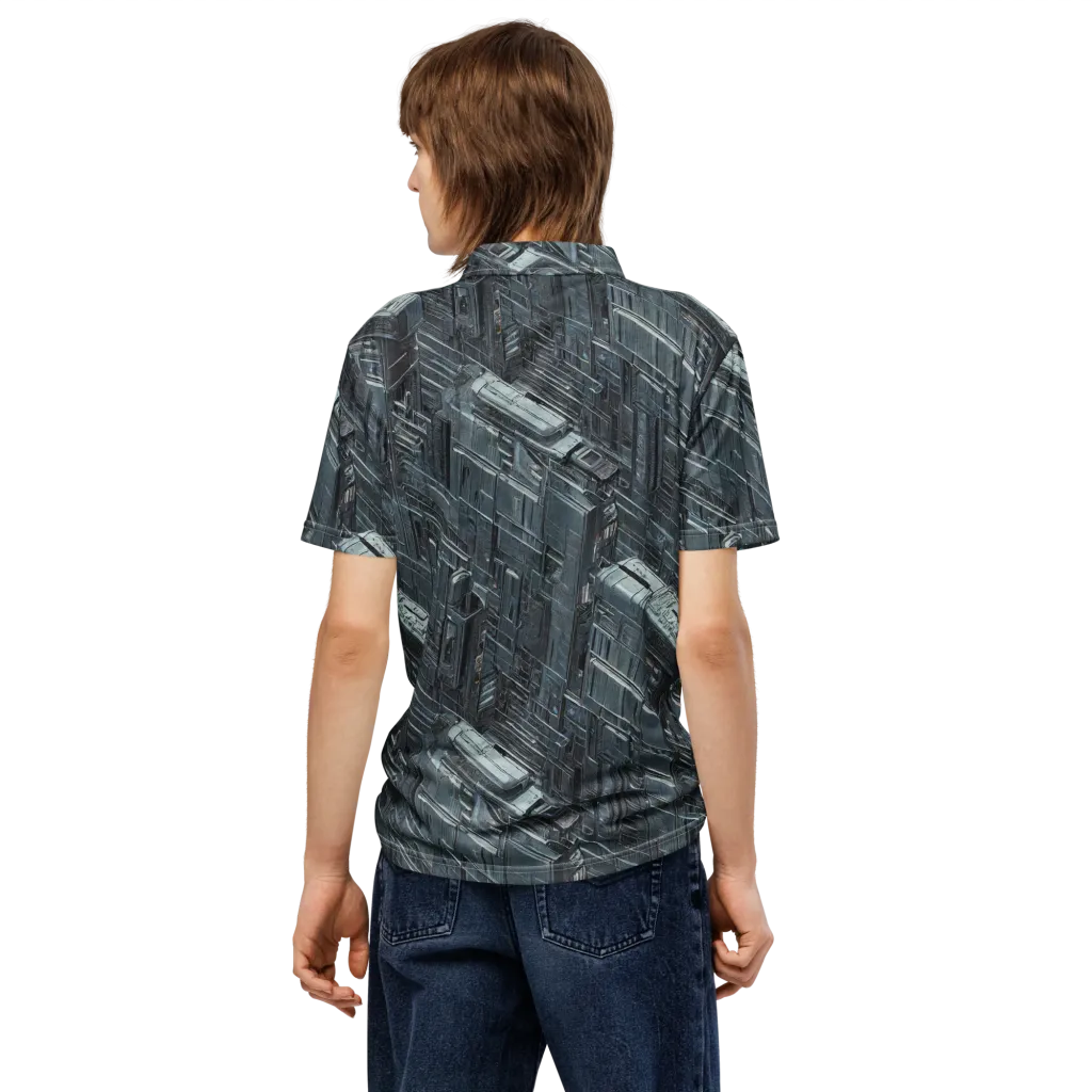 Midnight Infrastructure on Men's Slim Fit Polo Shirt — Back
