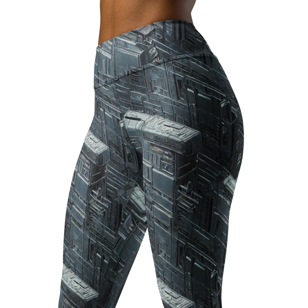 Midnight Infrastructure on Yoga Leggings — Left Front