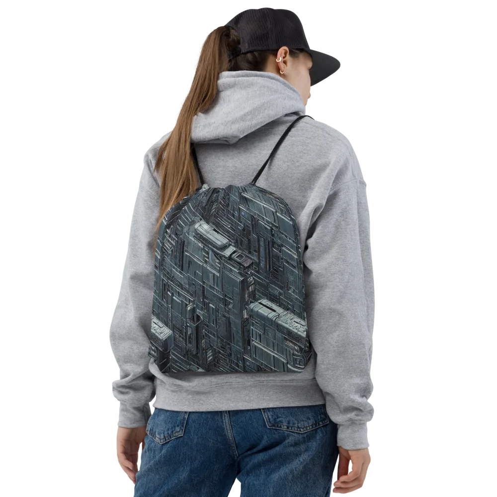 Midnight Infrastructure on Drawstring Bag — Front