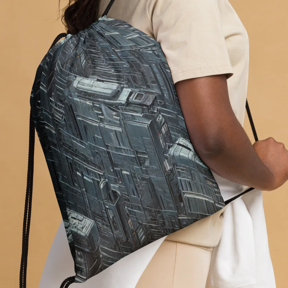 Midnight Infrastructure on Drawstring Bag — Front