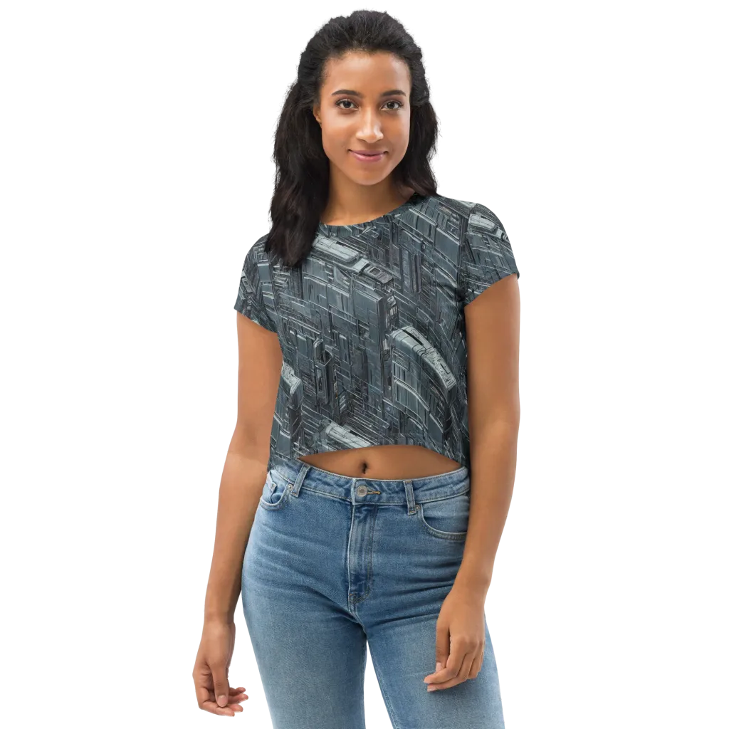 Midnight Infrastructure on Crop Tee — Front