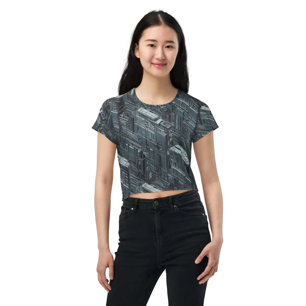 Midnight Infrastructure on Crop Tee — Front