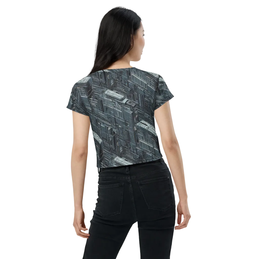Midnight Infrastructure on Crop Tee — Back