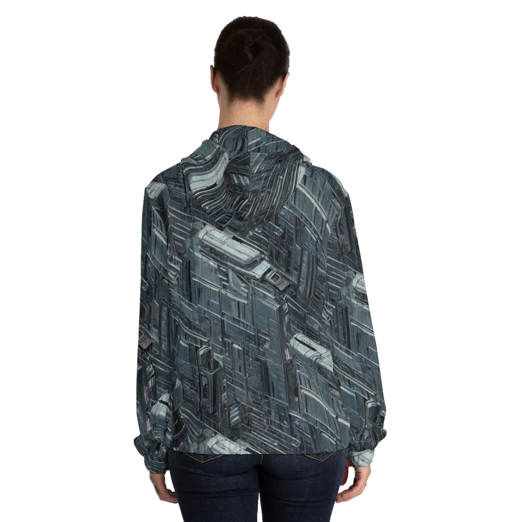 Midnight Infrastructure on Women's Full-Zip Hoodie — Back On Person
