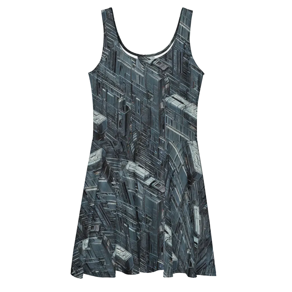 Midnight Infrastructure on Skater Dress — Front