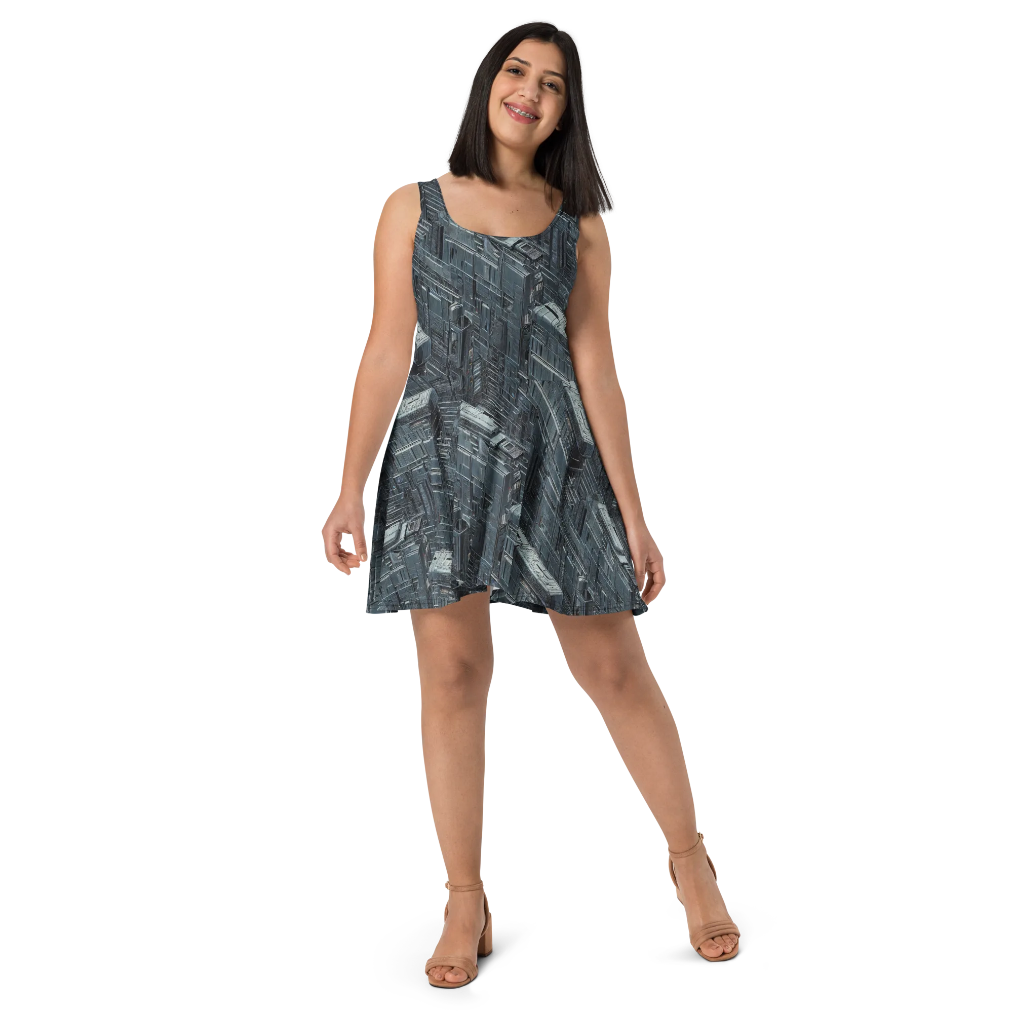 Midnight Infrastructure on Skater Dress — Front