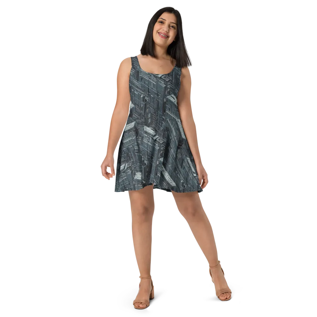 Midnight Infrastructure on Skater Dress — Front