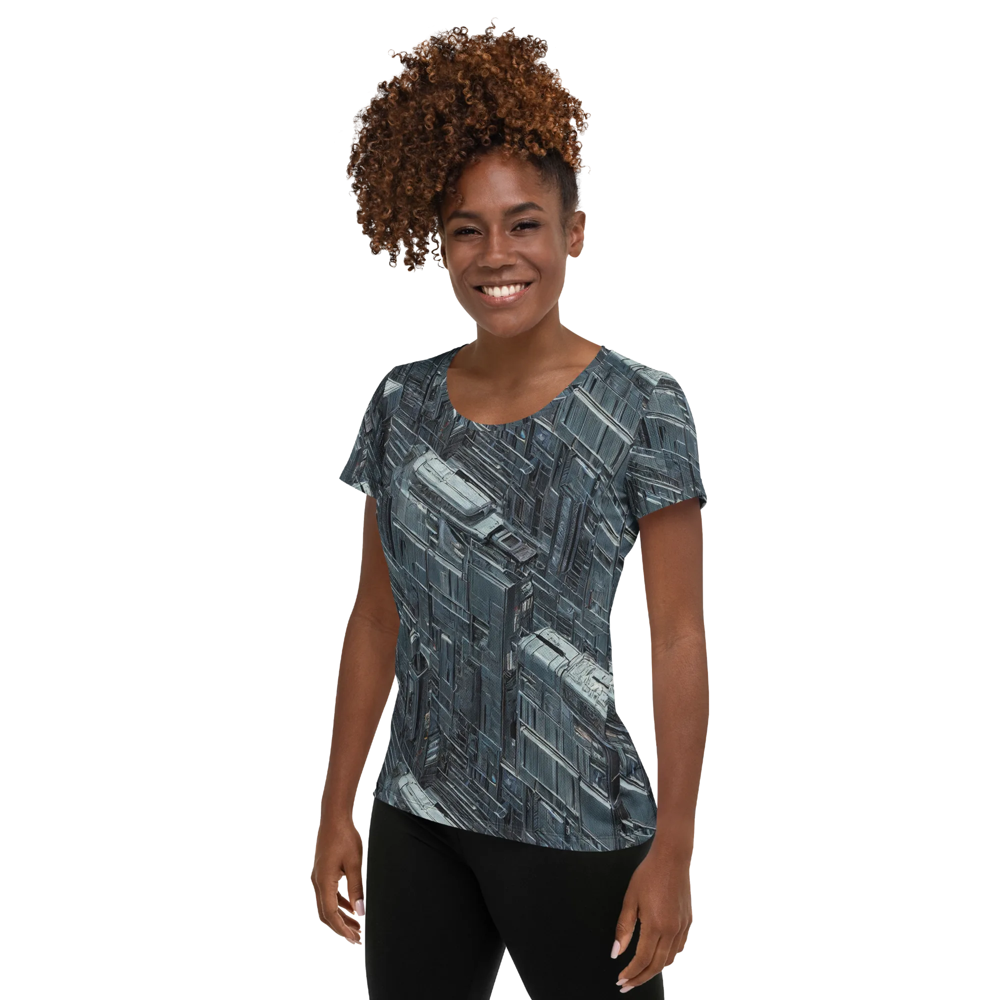 Midnight Infrastructure on Women's Athletic T-Shirt — Left