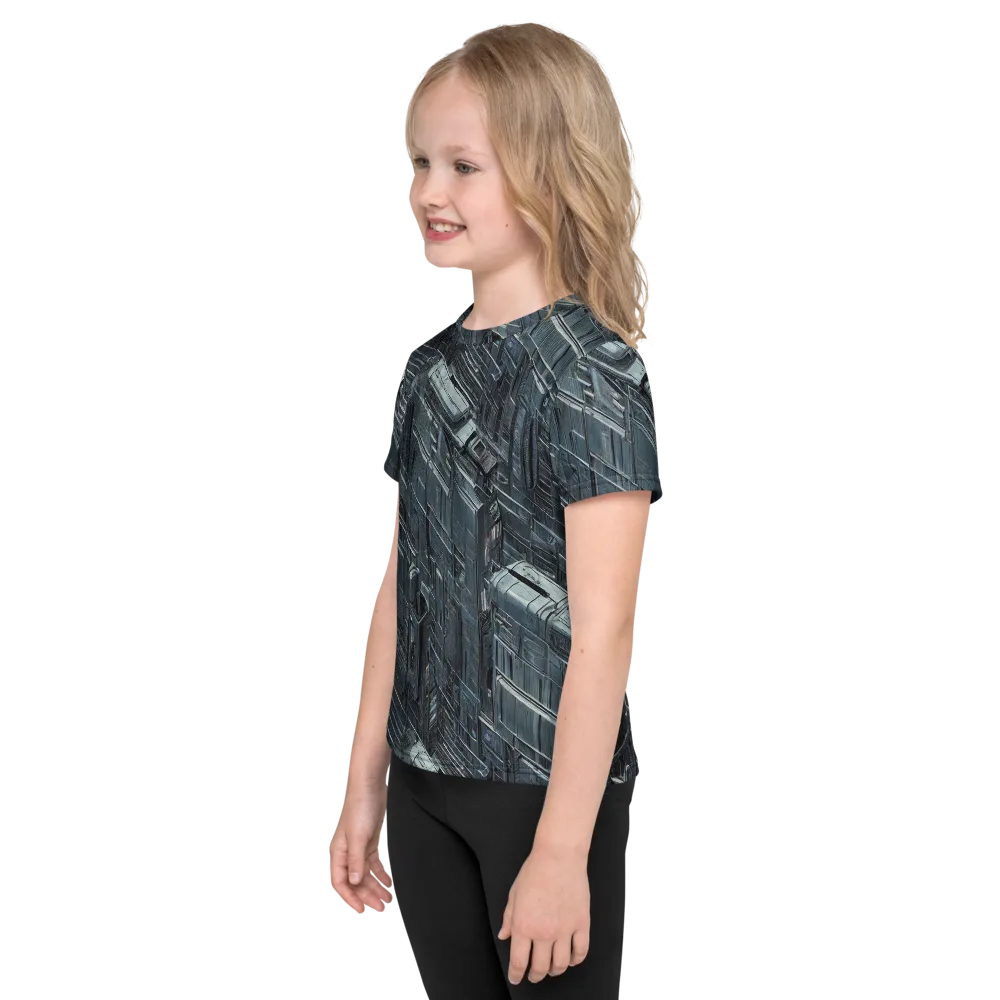 Midnight Infrastructure on Kids Crew Neck T-Shirt — Left