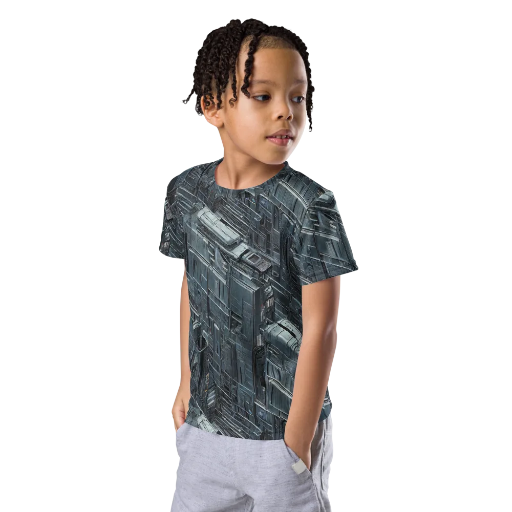 Midnight Infrastructure on Kids Crew Neck T-Shirt — Left Front