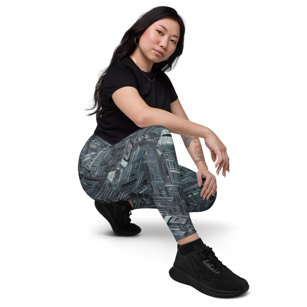 Midnight Infrastructure on Leggings with Pockets — Right Front