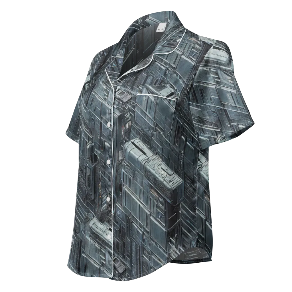 Midnight Infrastructure on Women's Short Sleeve Pajama Top — Left Front
